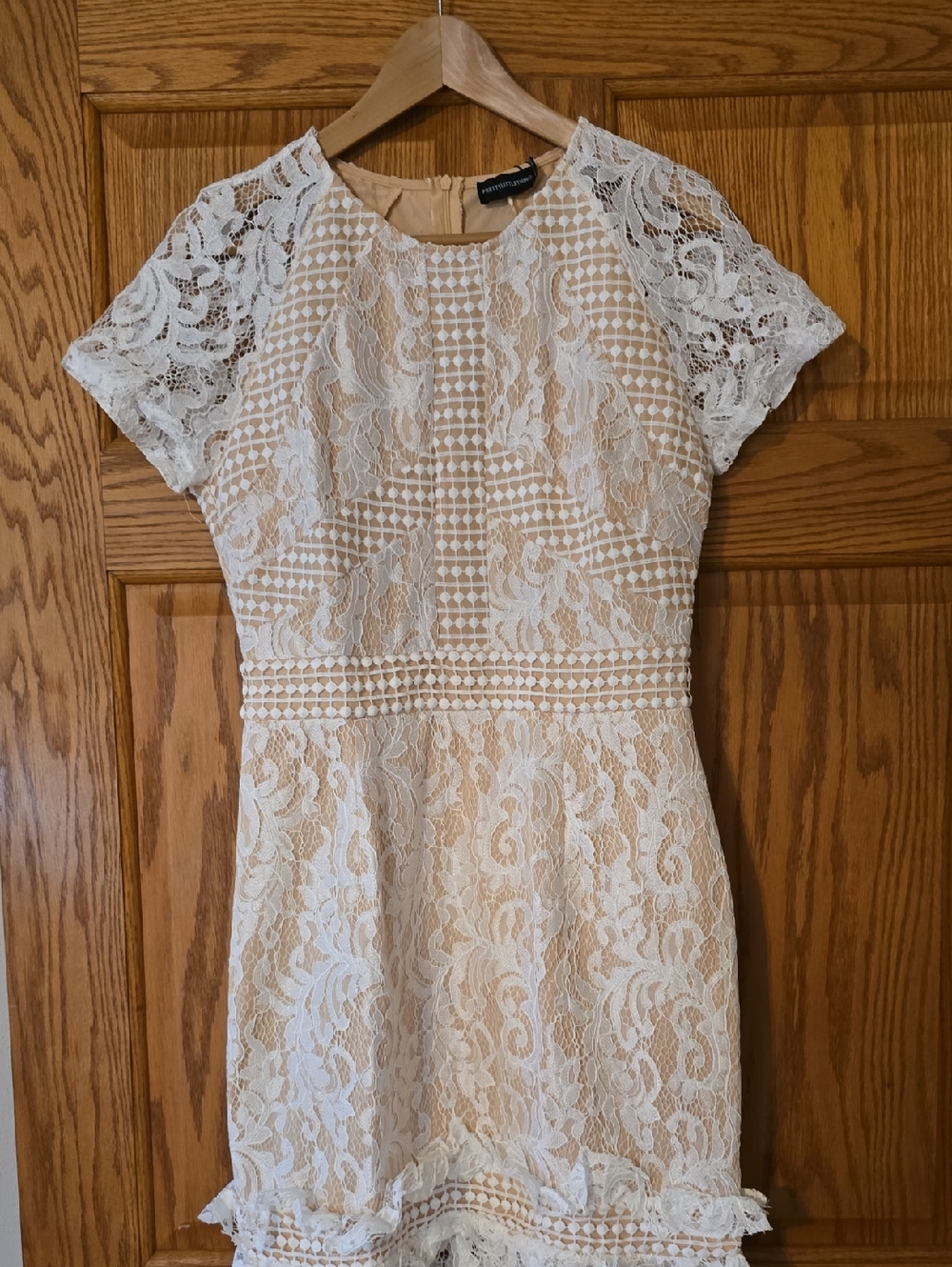 Pretty Little Thing White Frill Hem Lace Dress